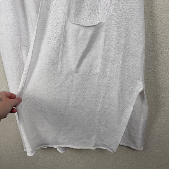 Eileen Fisher Short Sleeve Organic Linen Knit Cardigan White Size Large Cozy NWT - Picture 7 of 11